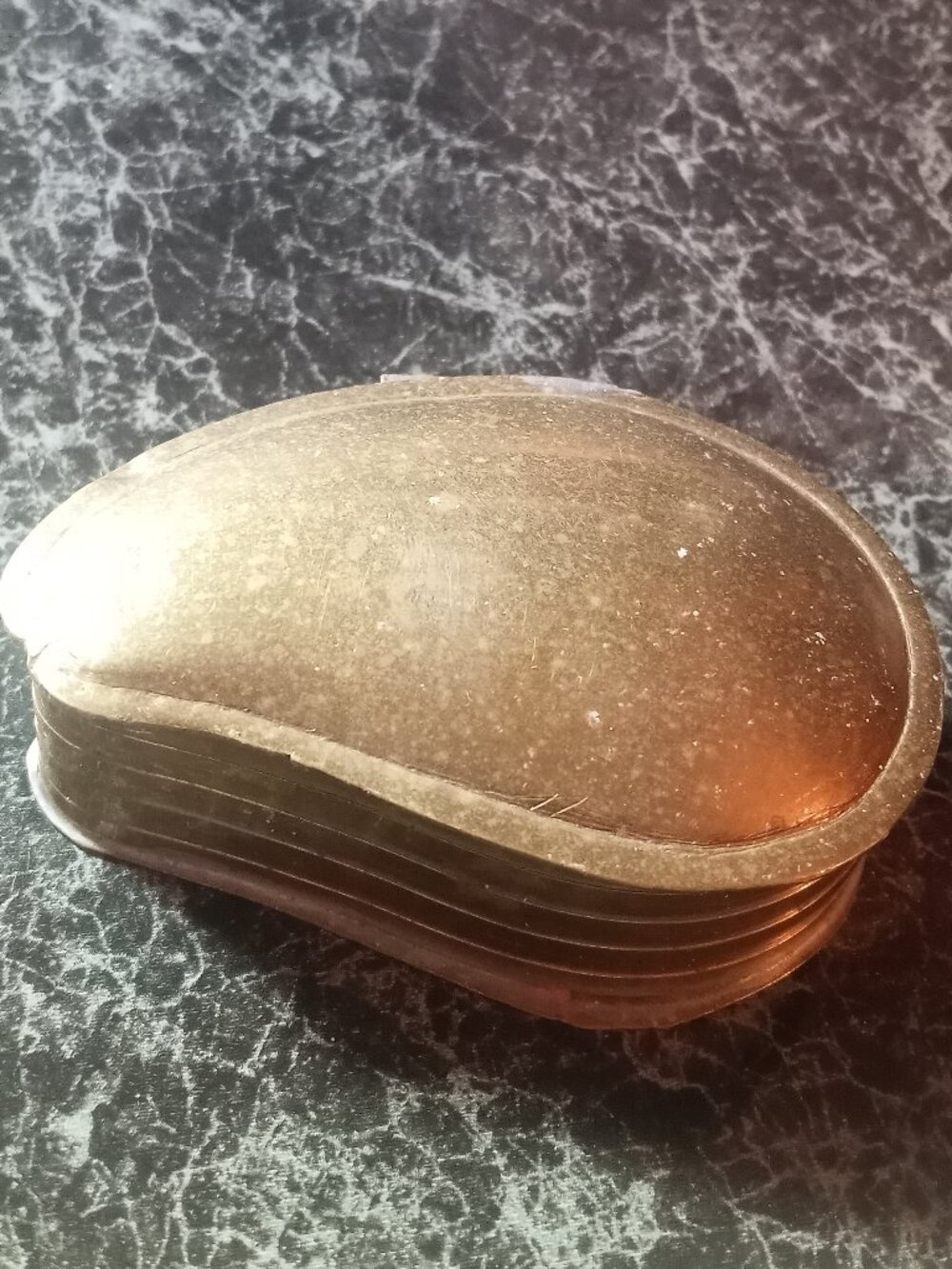 Vintage brass metal box tear drop shaped - jewelry, trinkets